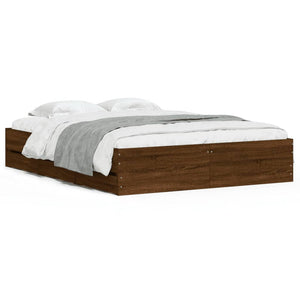 vidaXL Bed Frame with Drawers Brown Oak-Effect 140x190 cm