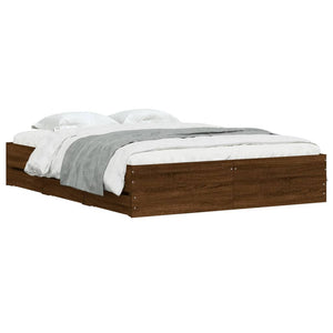 vidaXL Bed Frame with Drawers Brown Oak-Effect 140x190 cm