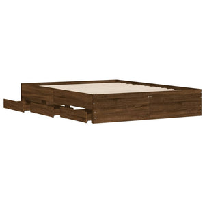 vidaXL Bed Frame with Drawers Brown Oak-Effect 140x190 cm