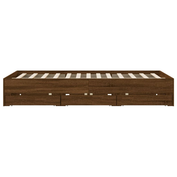 vidaXL Bed Frame with Drawers Brown Oak-Effect 140x190 cm