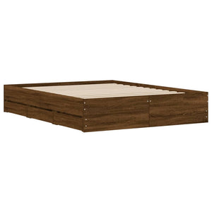 vidaXL Bed Frame with Drawers Brown Oak-Effect 140x190 cm