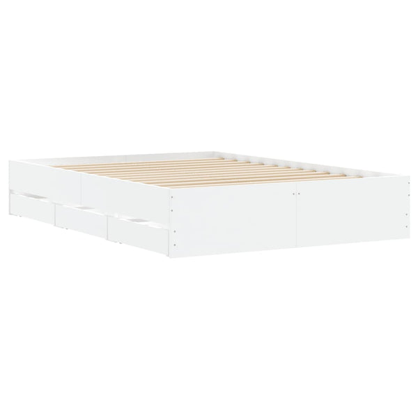 vidaXL Bed Frame with Drawers White 135 x 190 cm Engineered Wood