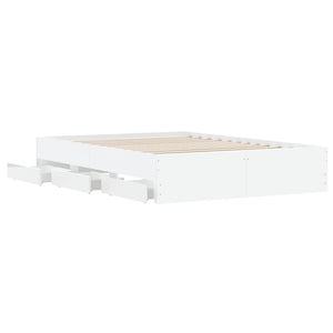 vidaXL Bed Frame with Drawers White 135 x 190 cm Engineered Wood