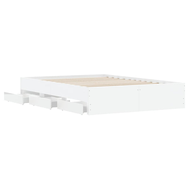 vidaXL Bed Frame with Drawers White 135 x 190 cm Engineered Wood