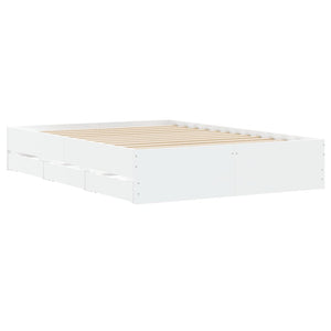 vidaXL Bed Frame with Drawers White 135 x 190 cm Engineered Wood