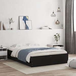 vidaXL Bed Frame with Drawers Black 135x190 cm Engineered Wood