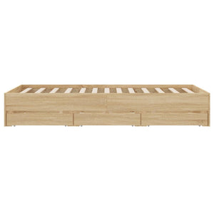 vidaXL Bed Frame with Drawers Sonoma Oak 135x190cm Engineered Wood
