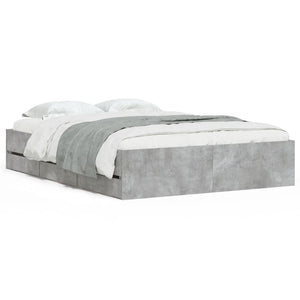 vidaXL Bed Frame with Drawers Concrete Grey 135x190 cm Engineered Wood