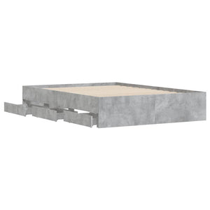 vidaXL Bed Frame with Drawers Concrete Grey 135x190 cm Engineered Wood