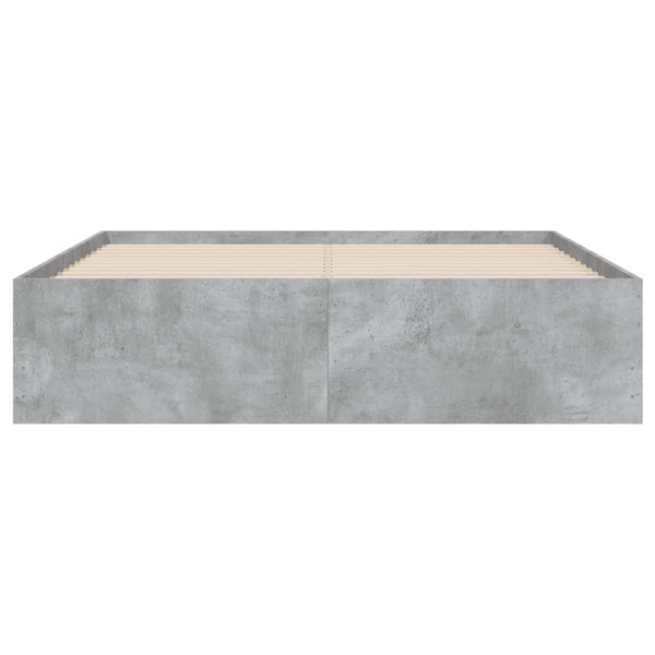 vidaXL Bed Frame with Drawers Concrete Grey 135x190 cm Engineered Wood