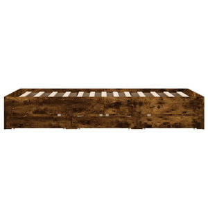 vidaXL Bed Frame with Drawers Smoked Oak 135x190cm Engineered Wood
