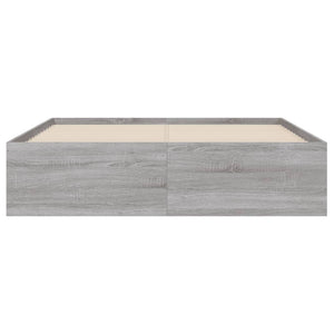 vidaXL Bed Frame with Drawers Grey Sonoma 135x190 cm Engineered Wood