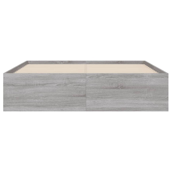 vidaXL Bed Frame with Drawers Grey Sonoma 135x190 cm Engineered Wood