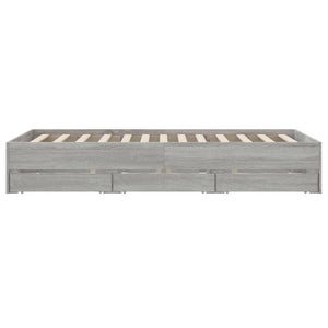 vidaXL Bed Frame with Drawers Grey Sonoma 135x190 cm Engineered Wood