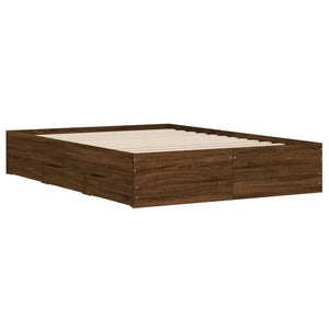 vidaXL Bed Frame with Drawers Brown Oak-look 135x190 cm