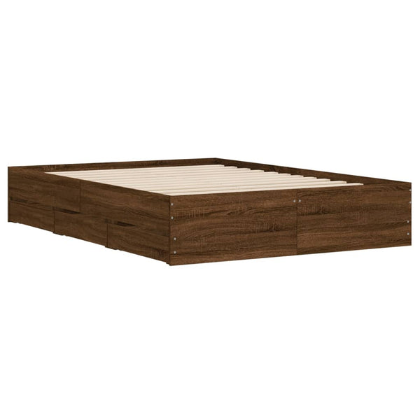 vidaXL Bed Frame with Drawers Brown Oak-look 135x190 cm