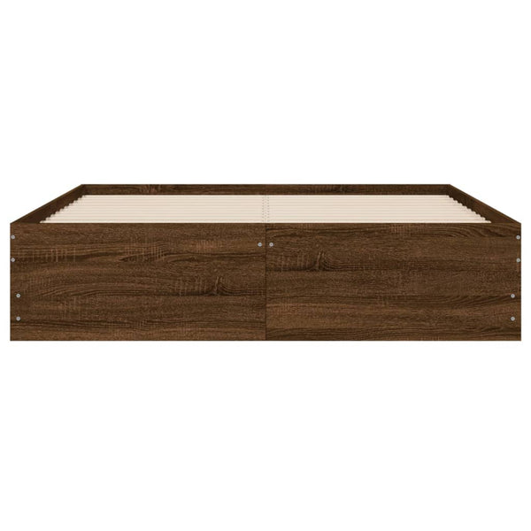 vidaXL Bed Frame with Drawers Brown Oak-look 135x190 cm
