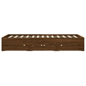 vidaXL Bed Frame with Drawers Brown Oak-look 135x190 cm