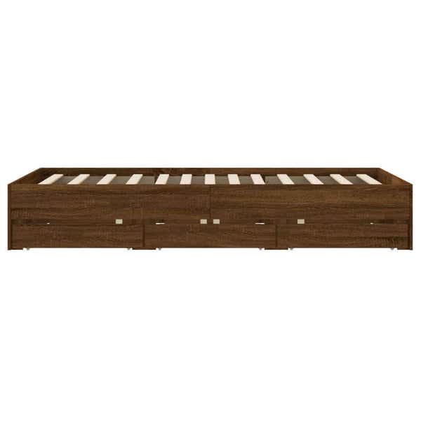 vidaXL Bed Frame with Drawers Brown Oak-look 135x190 cm