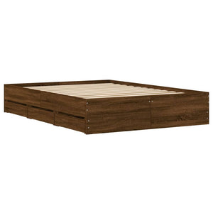vidaXL Bed Frame with Drawers Brown Oak-look 135x190 cm
