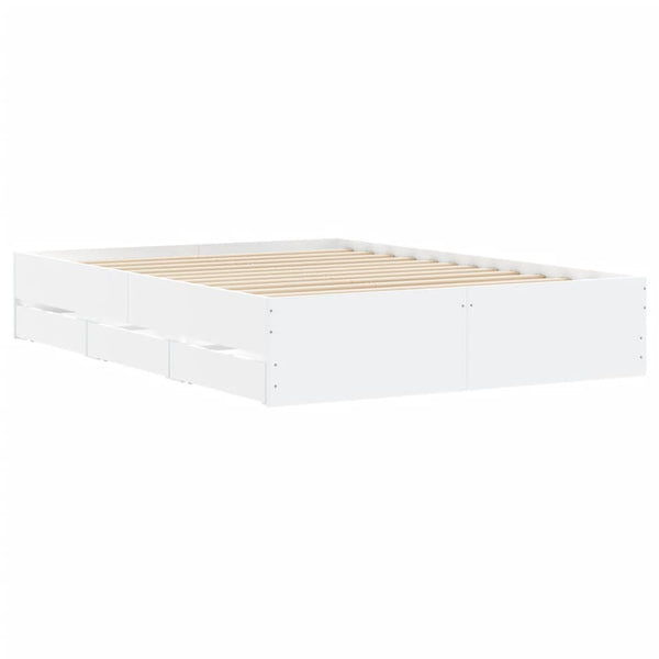 vidaXL Bed Frame with Drawers White 120x190 cm Engineered Wood