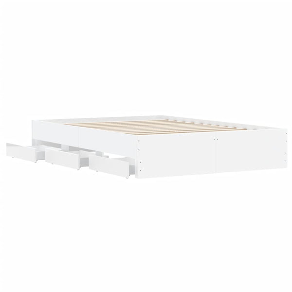 vidaXL Bed Frame with Drawers White 120x190 cm Engineered Wood