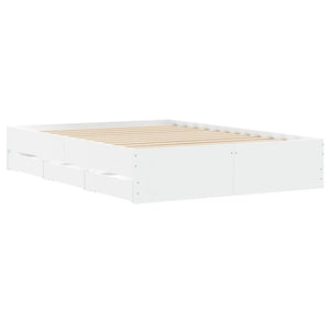 vidaXL Bed Frame with Drawers White 120x190 cm Engineered Wood