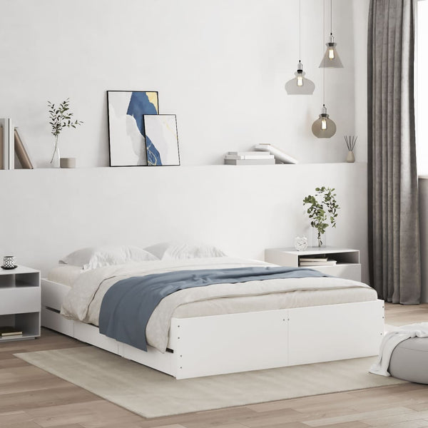 vidaXL Bed Frame with Drawers White 120x190 cm Engineered Wood
