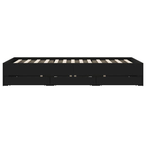 vidaXL Bed Frame with Drawers Black 120x190 cm Engineered Wood