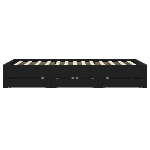 vidaXL Bed Frame with Drawers Black 120x190 cm Engineered Wood