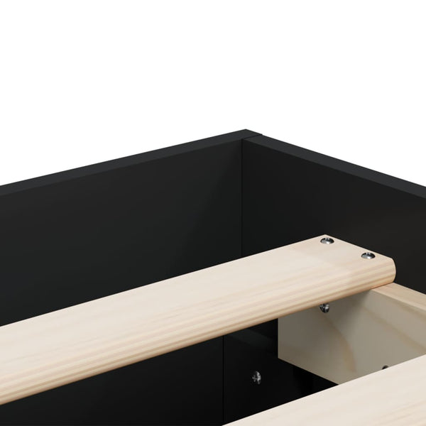 vidaXL Bed Frame with Drawers Black 120x190 cm Engineered Wood