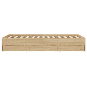 vidaXL Bed Frame with Drawers Sonoma Oak 120x190cm Engineered Wood