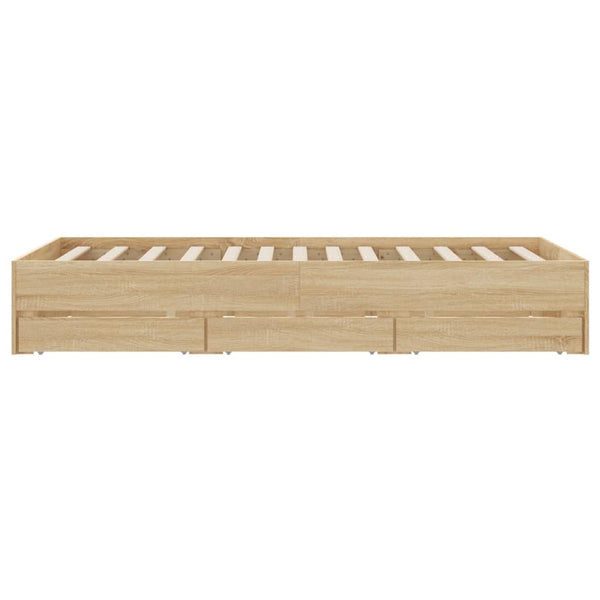 vidaXL Bed Frame with Drawers Sonoma Oak 120x190cm Engineered Wood