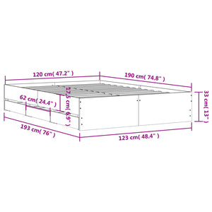vidaXL Bed Frame with Drawers Sonoma Oak 120x190cm Engineered Wood
