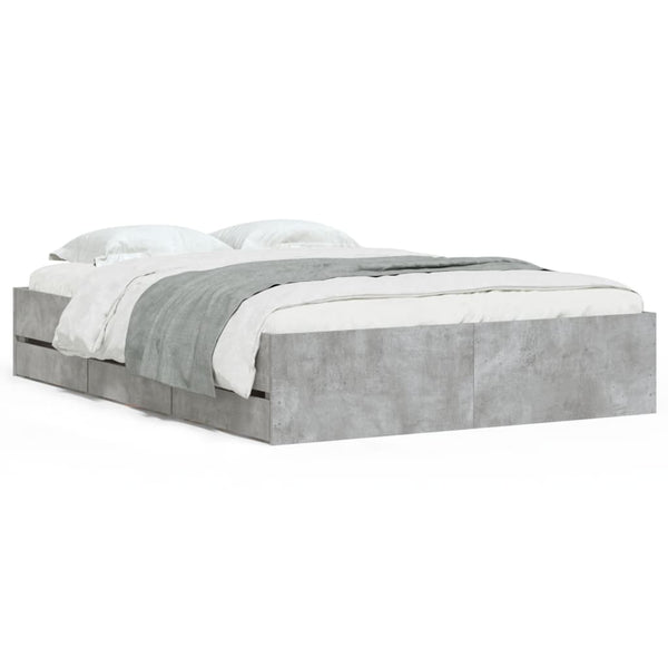 vidaXL Bed Frame with Drawers Concrete Grey 120x190 cm Engineered Wood