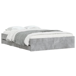 vidaXL Bed Frame with Drawers Concrete Grey 120x190 cm Engineered Wood
