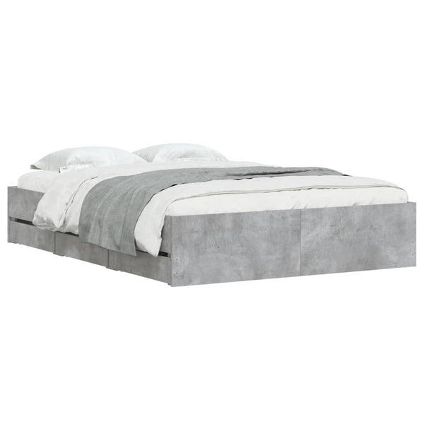 vidaXL Bed Frame with Drawers Concrete Grey 120x190 cm Engineered Wood