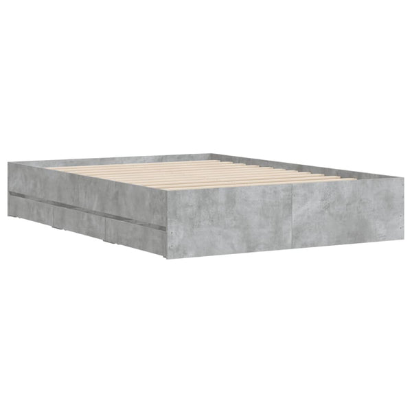 vidaXL Bed Frame with Drawers Concrete Grey 120x190 cm Engineered Wood