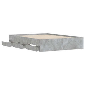 vidaXL Bed Frame with Drawers Concrete Grey 120x190 cm Engineered Wood