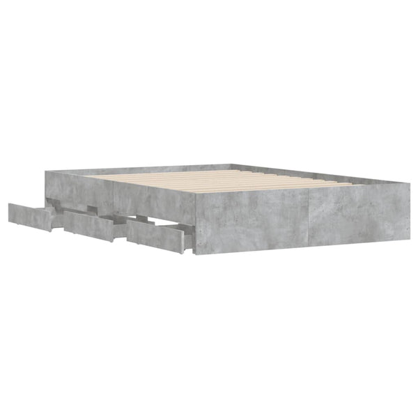 vidaXL Bed Frame with Drawers Concrete Grey 120x190 cm Engineered Wood