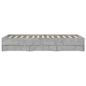 vidaXL Bed Frame with Drawers Concrete Grey 120x190 cm Engineered Wood