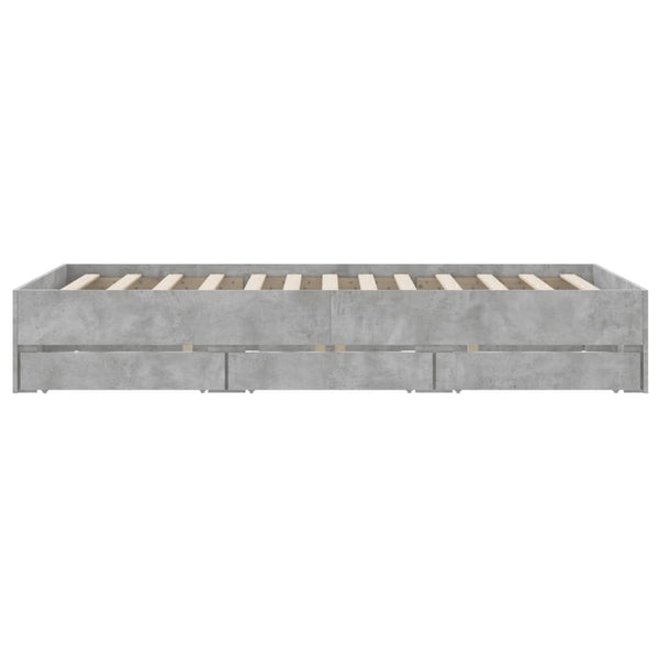 vidaXL Bed Frame with Drawers Concrete Grey 120x190 cm Engineered Wood