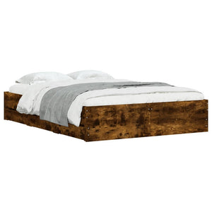 vidaXL Bed Frame with Drawers Smoked Oak 120x190 cm Engineered Wood
