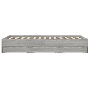 vidaXL Bed Frame with Drawers Grey Sonoma 120x190 cm Engineered Wood