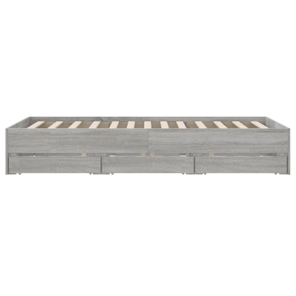 vidaXL Bed Frame with Drawers Grey Sonoma 120x190 cm Engineered Wood