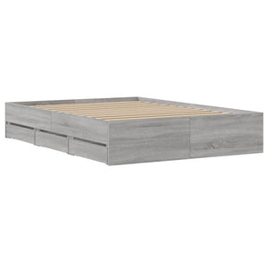 vidaXL Bed Frame with Drawers Grey Sonoma 120x190 cm Engineered Wood