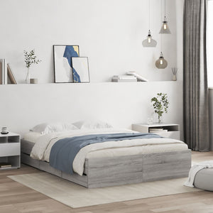 vidaXL Bed Frame with Drawers Grey Sonoma 120x190 cm Engineered Wood