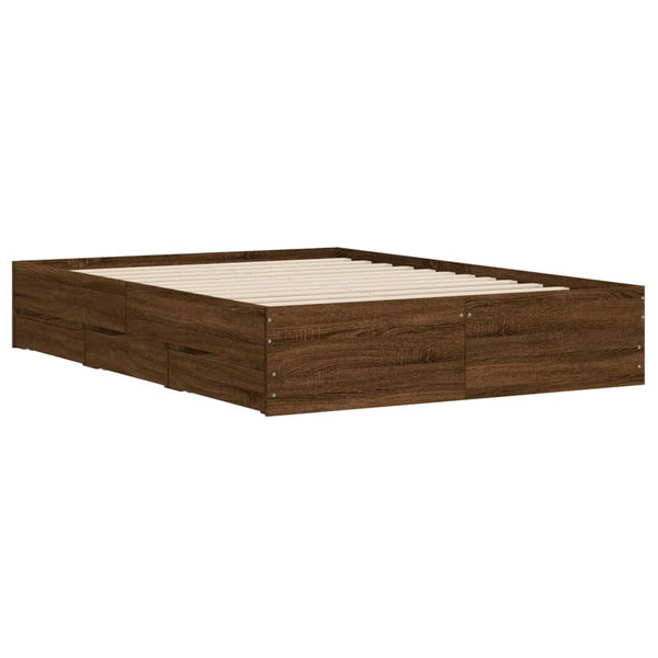 vidaXL Bed Frame with Drawers Brown Oak-Effect 120x190 cm