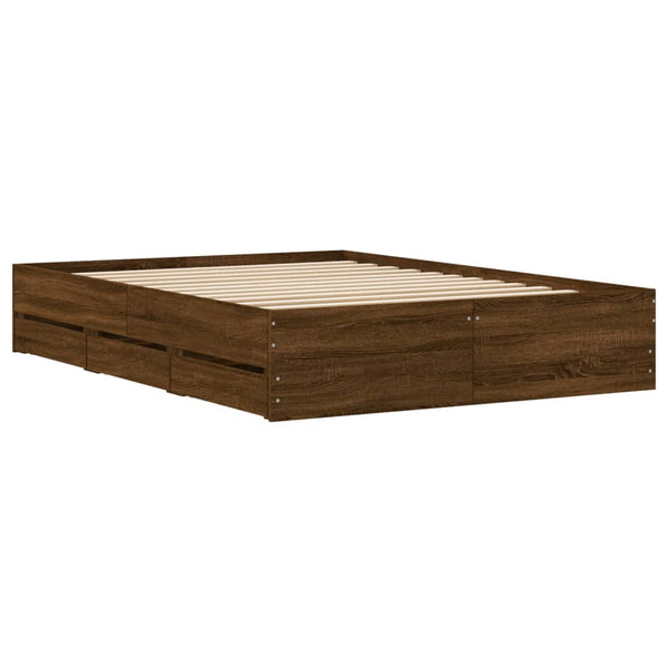 vidaXL Bed Frame with Drawers Brown Oak-Effect 120x190 cm