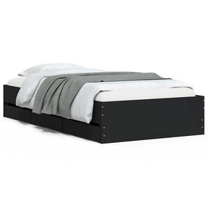 vidaXL Bed Frame with Drawers Black 90x190 cm Engineered Wood